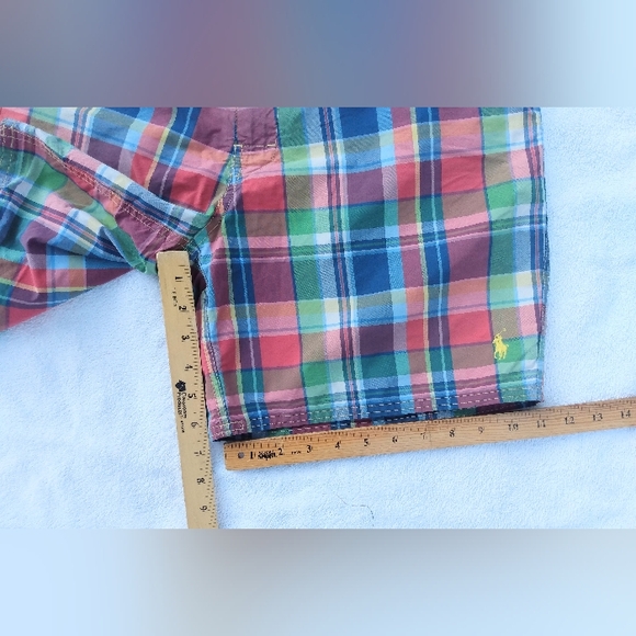POLO Ralph Lauren Preppy Plaid Yellow Embroidery Pony Swim Trunks Shorts M 34 - Picture 10 of 11